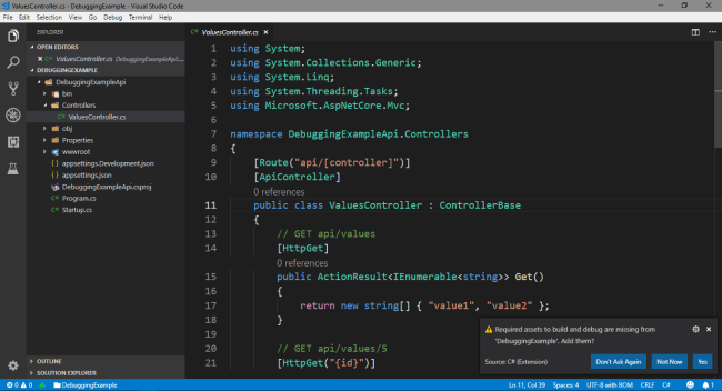 Create a .NET Core Development Environment using Visual Studio Code